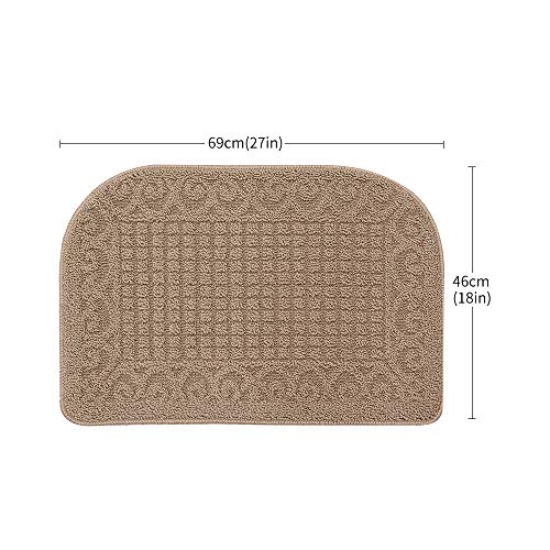 27x18 Half Round Kitchen Rug, Non-Slip Washable Floor Mat - Beige