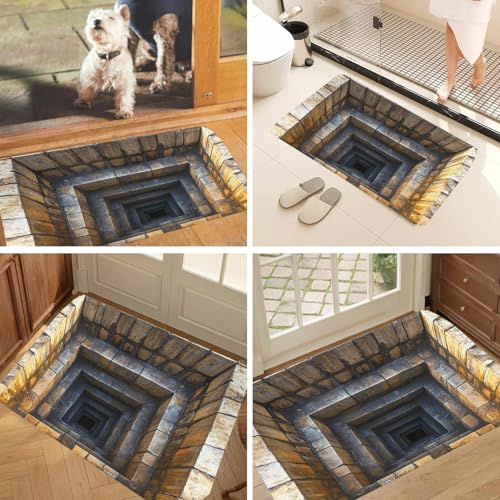 3D Optical Illusion Area Rug, Non-Slip Indoor Outdoor Doormat 32x48in