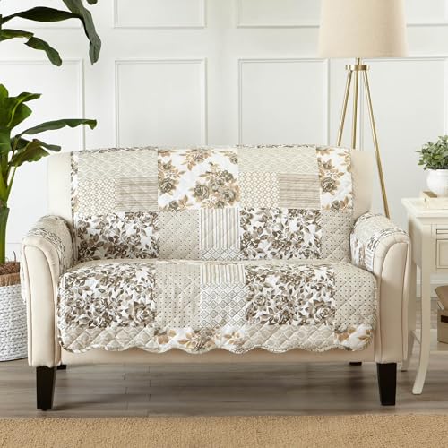 Reversible Patchwork Loveseat Cover - Washable Slipcover Protector