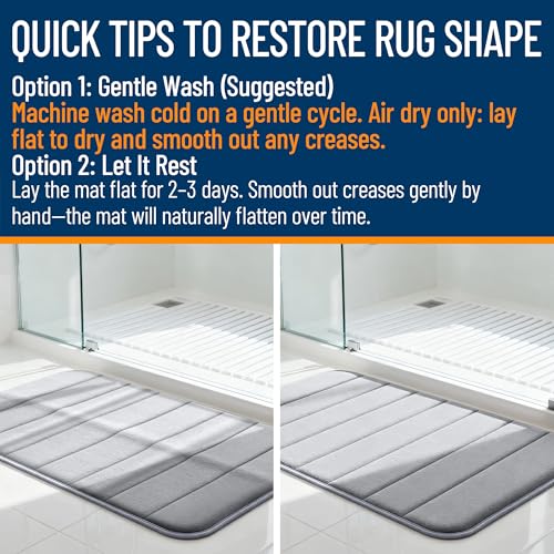 OLANLY Memory Foam Bath Mat 30x20 Super Soft Absorbent Bathroom Rug