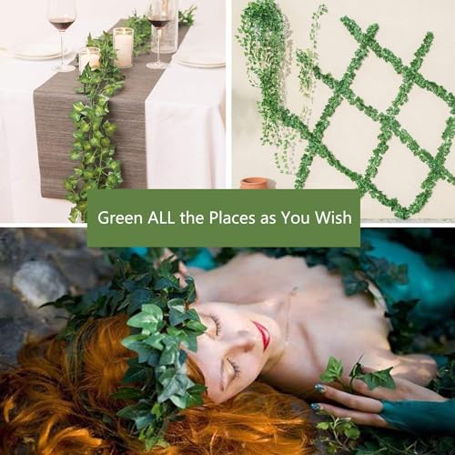 12 Pack Artificial Ivy Vines - Green Hanging Plants for Home Decor