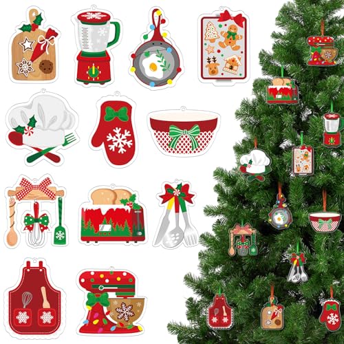 Christmas Baking Ornaments Set - 12 Kitchen Themed Holiday Decorations