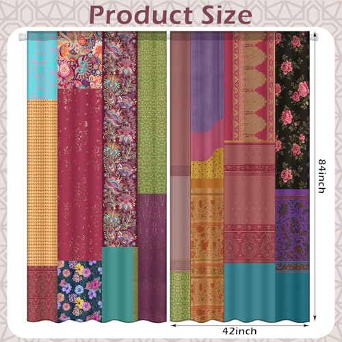 Multicolor Indian Silk Blend Sari Curtains - 2 Panels 84x42 Inches
