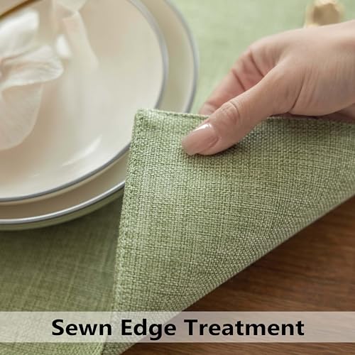 Sage Green Placemats Set of 4, 13x19 Inch Washable Linen Textured Table Mats