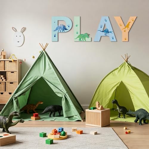 Dinosaur Theme 'Play' Wood Wall Art - 4-Piece Nursery Decor Set