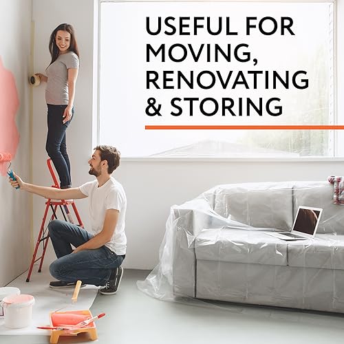 Plastic Furniture Covers - Pack of 4, Tear-Resistant Moving Protection