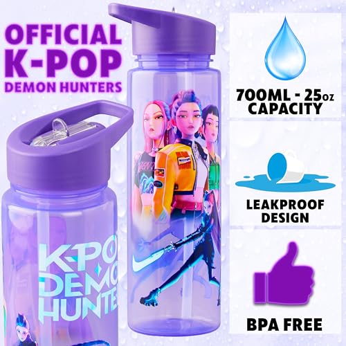 Graphic Water Bottle for Girls 25oz Leak Proof Straw Lid