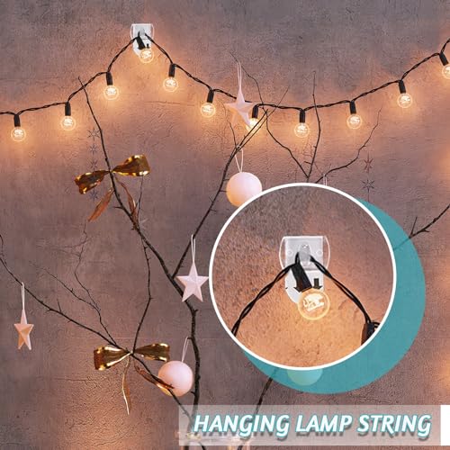 Jetec 500 pcs Clear Light Clips with Adhesive Strips for String Lights Outdoor