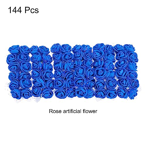 Bright Blue Artificial Rose Flower Heads Pack of 144 - 0.8 to 1 Inch Faux Flowers for DIY Wedding & Party Decor