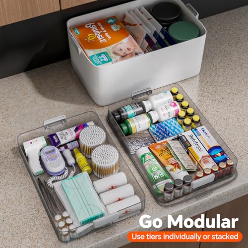 CTIME 3-Tier Portable Medicine Organizer - Large Capacity First Aid Storage Box