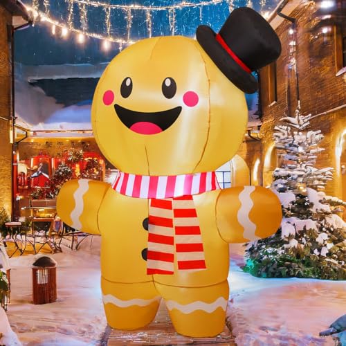 GOOSH 6.2 FT Inflatable Christmas Gingerbread Man with LEDs for Outdoor Holiday Decorations