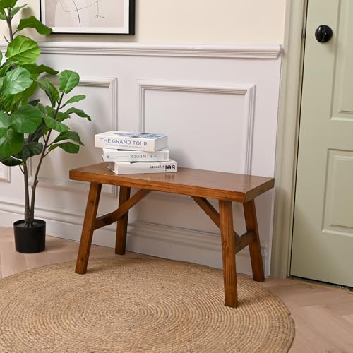 30-Inch Solid Wood Farmhouse Bench – Handcrafted Rustic Entryway Seating