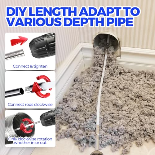 Holikme 30Ft Dryer Vent Cleaner Kit & Fireplace Chimney Brush Set