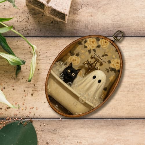 KSDUT Autumn 37 Vintage Ghost Black Cat Oval Wall Art 8.6x11.4 inches - Includes Variation