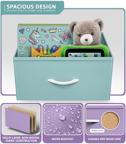 5-Drawer Fabric Dresser with Wood Top, Kids Bedroom Storage Organizer