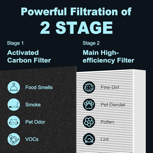 Air Purifier Replacement Filter Set with Carbon Pre-Filters