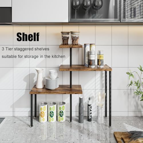 3-Tier Adjustable Corner Shelf Organizer for Kitchen and Bathroom Countertop