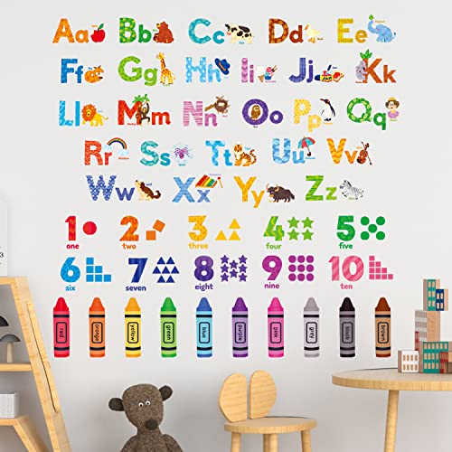 Animal Alphabet and Numbers Wall Stickers for Kids Nursery and Classroom