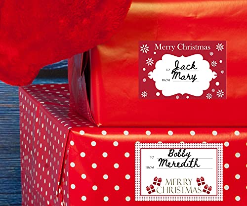 Paper and Presents Red 60ct Jumbo Christmas Gift Tag Stickers - Holiday Labels with Gold, Silver, White & Red Designs