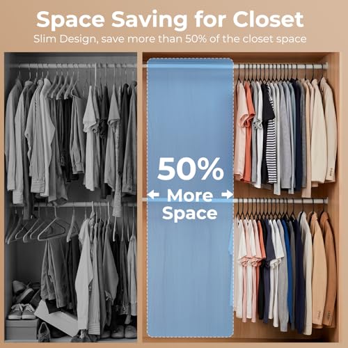 Black Plastic Clothes Hangers 60 Pack, Slim Space-Saving Hangers