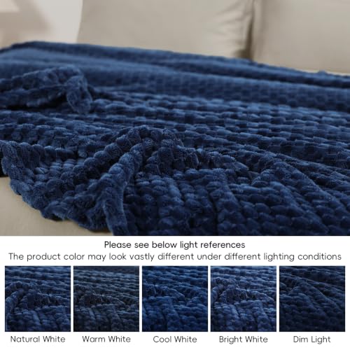 PHF Queen Size Fleece Blanket 340GSM Navy Blue Cozy & Plush 90x90