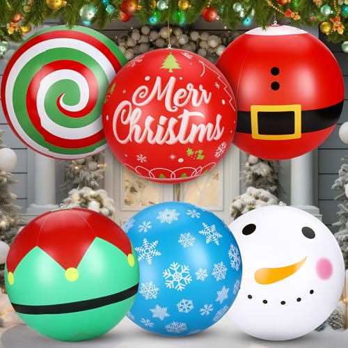 Giant 32 Inch Inflatable Christmas Ornament Balls - Outdoor Holiday Decor