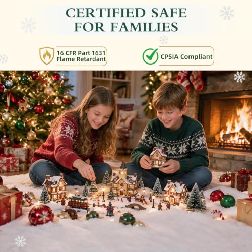 Flame Retardant Fake Snow Blanket for Christmas Village 95x35 inches