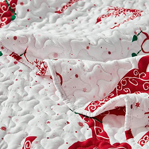 Hansleep Red Reindeer Queen/Full Christmas Quilt Set 90x96 in Bedding