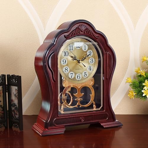 Antique Mantel Clock with Swinging Pendulum - Farmhouse Tabletop Decor