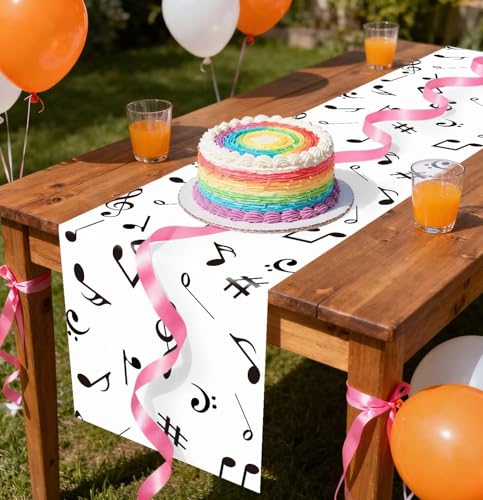 6 Pcs Music Notes Plastic Table Runner 14x108 inch for Party Wedding Birthday Baby Shower