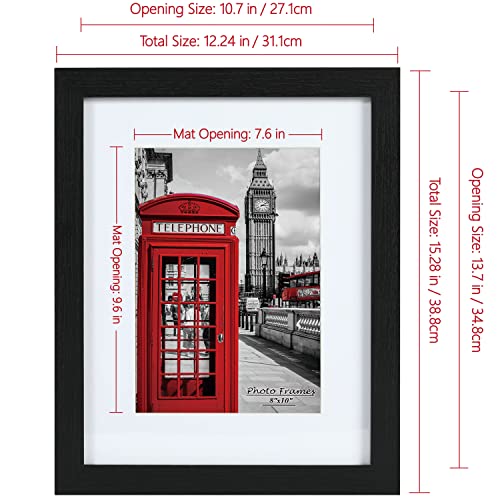 11x14 Black Woodgrain Picture Frame Set of 6, Wall & Tabletop Display