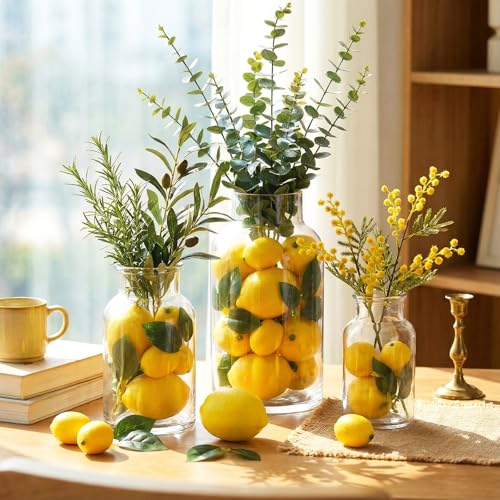 56 Pcs Artificial Lemon Decoration Set with Wooden Sign