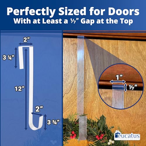 12-Inch Clear Wreath Hanger - Non-Scratch Over the Door Hook for Decor