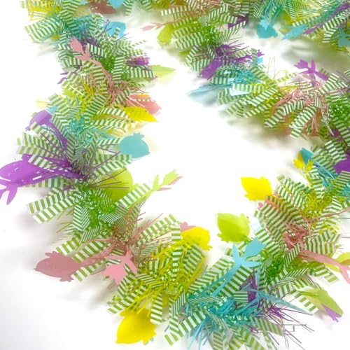 33ft Pastel Easter Tinsel Garland - Glittery Spring Holiday Decor