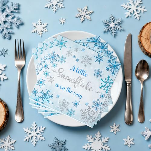 50Pcs Disposable Snowflake Party Napkins - Winter Holiday Dinner Table Decor