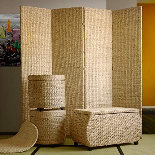 31-Inch Woven Rush Grass Storage Chest with Cotton Lining