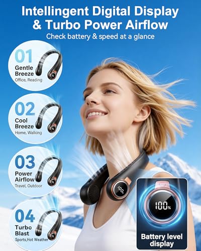 Portable Neck Fan 6000mAh Rechargeable Wearable Personal Cooling Fan