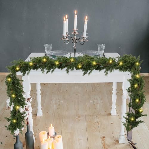 2 Pack 9 ft Christmas Cedar Garland with 60 LED Lights – Jutom
