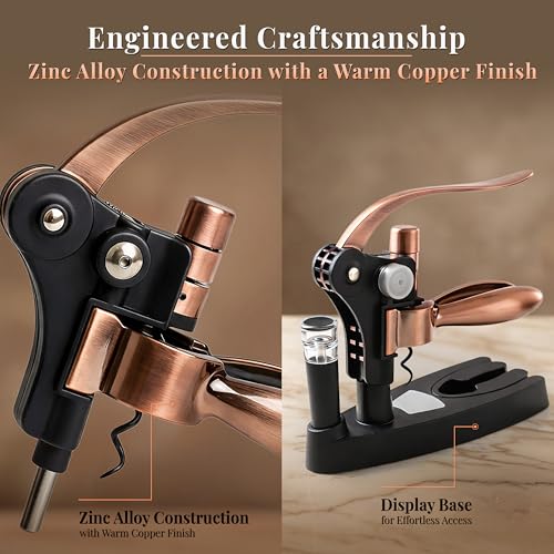 Luxe Bronze Complete Corkscrew Wine Opener Set with 7 Accessories – Effortless Uncorking & Preservation