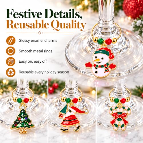 FAERLIIRY Holiday Wine Glass Charms Set of 9 Horseshoe USA Flag Rainbow Pride – Christmas Derby Party Drink Markers