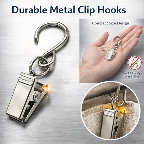 Stainless Steel String Light Clips with Hooks - 30 Pack