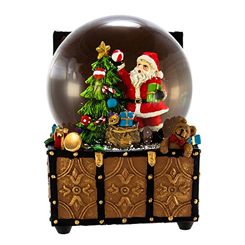 100mm Wind-Up Musical Santa Christmas Snow Globe in Toy Treasure Chest
