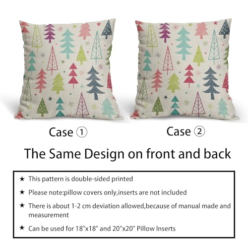 Sivirary 18x18 Inch Colorful Christmas Pillow Covers Set of 2 - Double-Sided Rainbow Xmas Tree Print