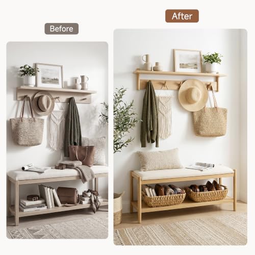 Water Hyacinth Wicker Storage Baskets with Wood Handles 2-Pack