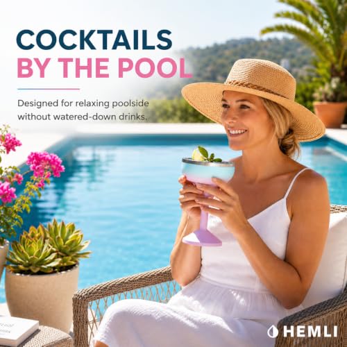 Hemli Insulated Margarita Glass Tumbler with Lid - Green Pink, Keeps Drinks Cold 12 Hours