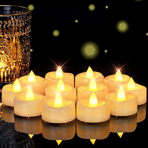 5plots Ivory Shell LED Tea Lights 12-Pack Battery Operated Flameless Candles