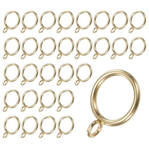 30-Pack Gold Curtain Rings with Eyelet, 1-Inch Rustproof Metal Drapery Rings