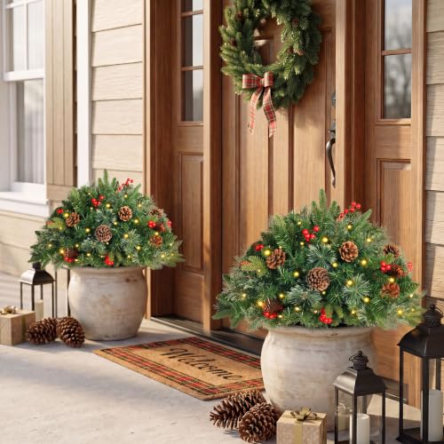 OasisCraft 18 Inch Outdoor Frosted Christmas Tree with Multicolor LED Lights - 1ft 6in Variant