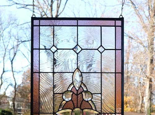 Handcrafted Stained Glass Beveled Window Panel 17" x 35"