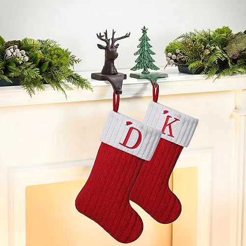 19-Inch Personalized Red Knit Christmas Stocking with Embroidered Initial